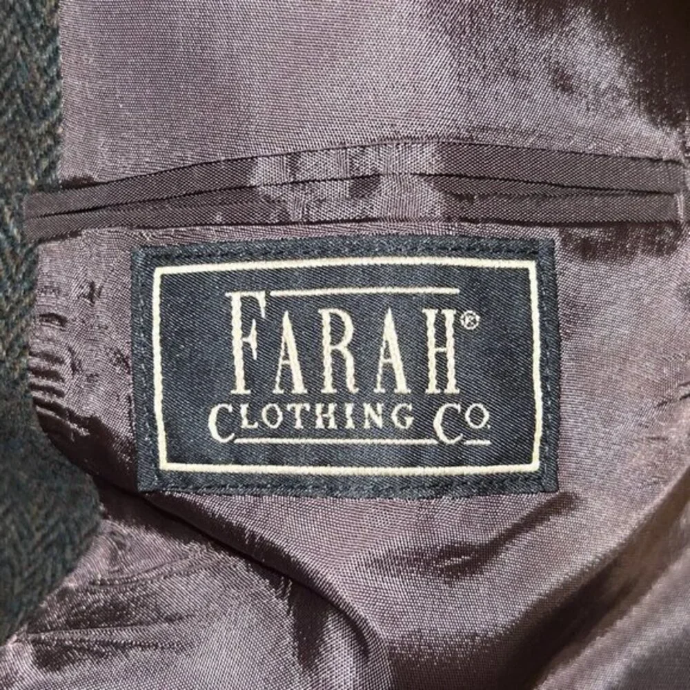 Vintage Farah Mens Blazer Sport Coat Casual 2 Button Jacket Size 44L Tweed Suits
